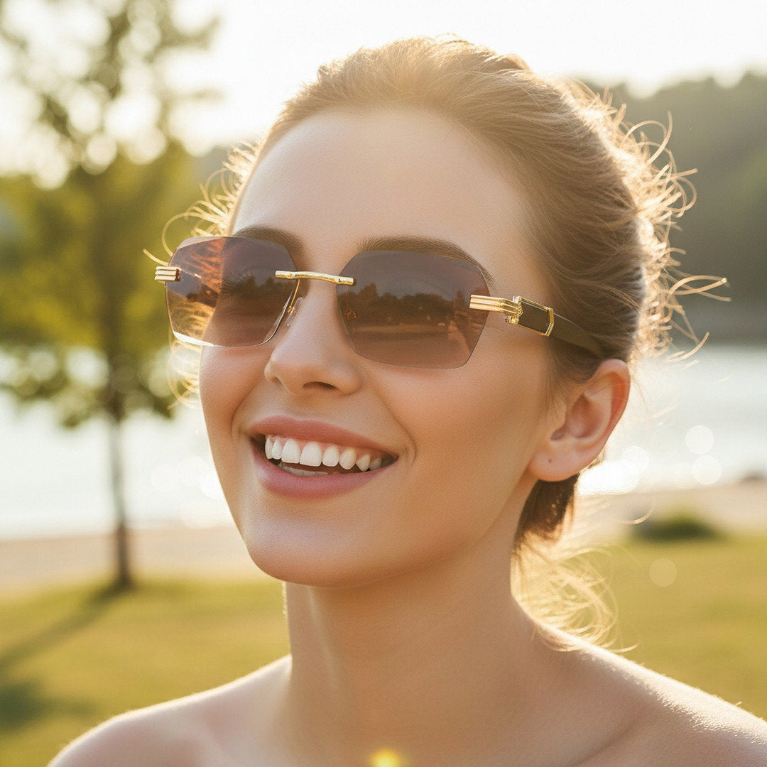 Verro Collection | Rimless Sunglasses with Rectangular Lenses | Stylish Accessory for Modern Elegance 3