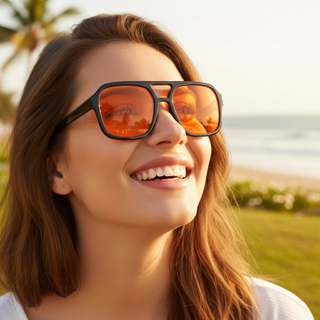 Vintage Oversized Square Frame Sunglasses with UV400 Protection | Stylish Design for Eye Safety 0