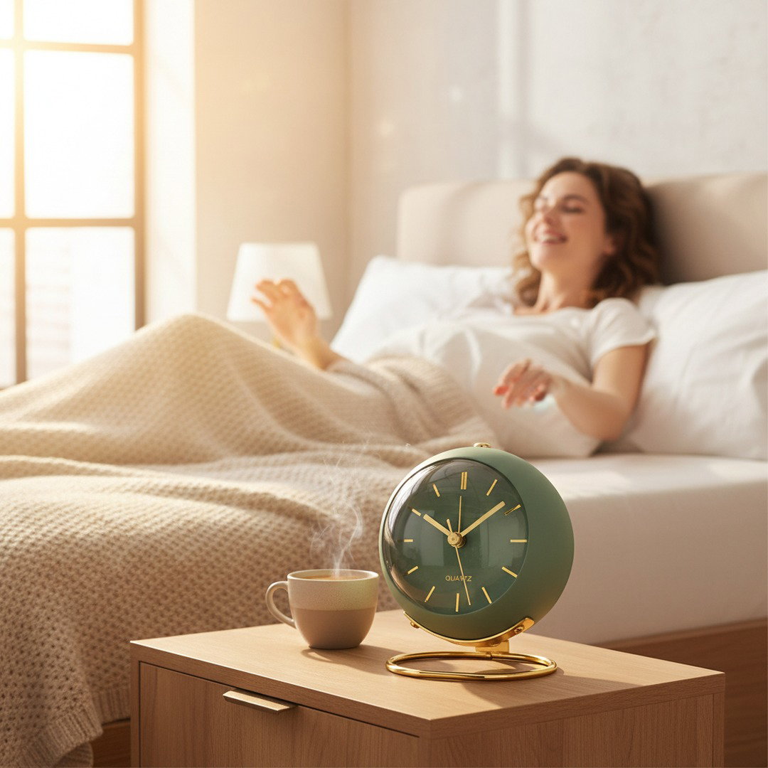 Vintage Style | Retro Analogue Alarm Clock with Silent Mechanism | Compact Design for Peaceful Sleep 7